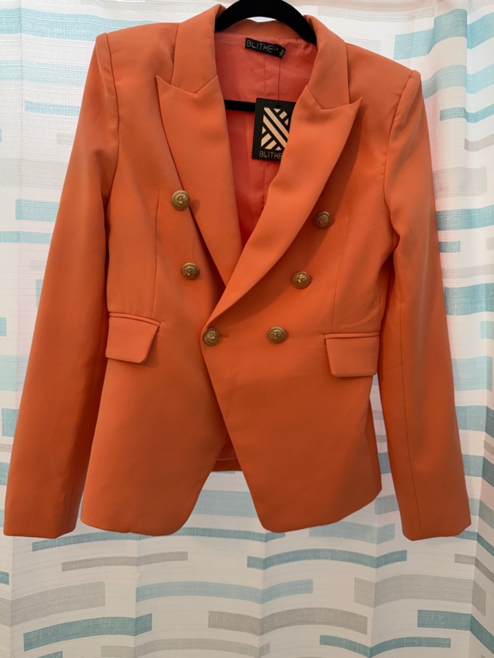 Blithe Orange Double-Breasted Women's Blazer